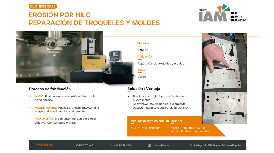 La Reparación de troqueles y moldes a través de la Electroerosión por Hilo y penetración